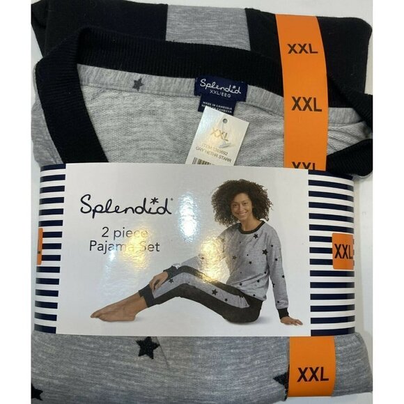 Splendid 2pc Gray Heather Star Pajama  Leisure Jogger Set - Picture 2 of 5